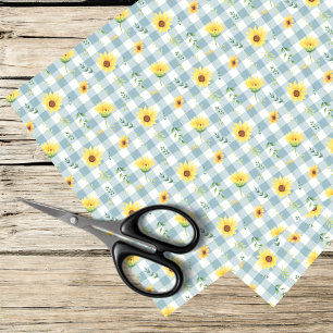 sunflowers and blue gingham tissue paper