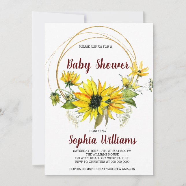 SunFlowers and Boho  Baby Shower Invitation (Front)