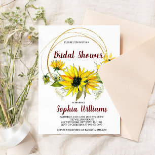 Sunflowers and Boho Greenery Bridal Shower Invitation