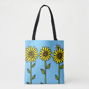 Sunflowers and Bumble Bee Tote Bag
