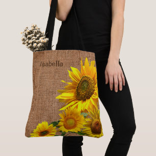Sunflowers and Burlap Tote Bag