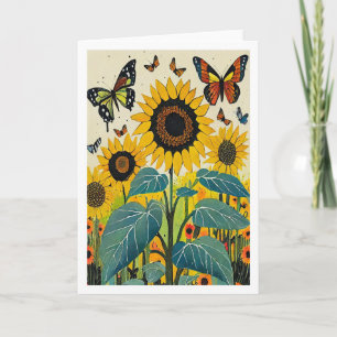 Sunflowers and Butterflies Card
