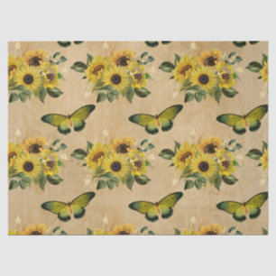 Sunflowers and Butterflies Decoupage Tissue Paper