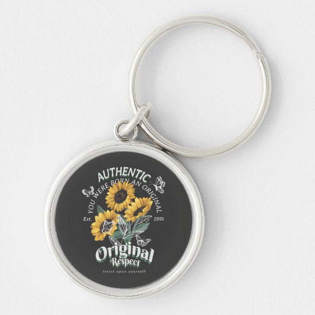 Sunflowers and Butterflies Graphic Keychain (Front)