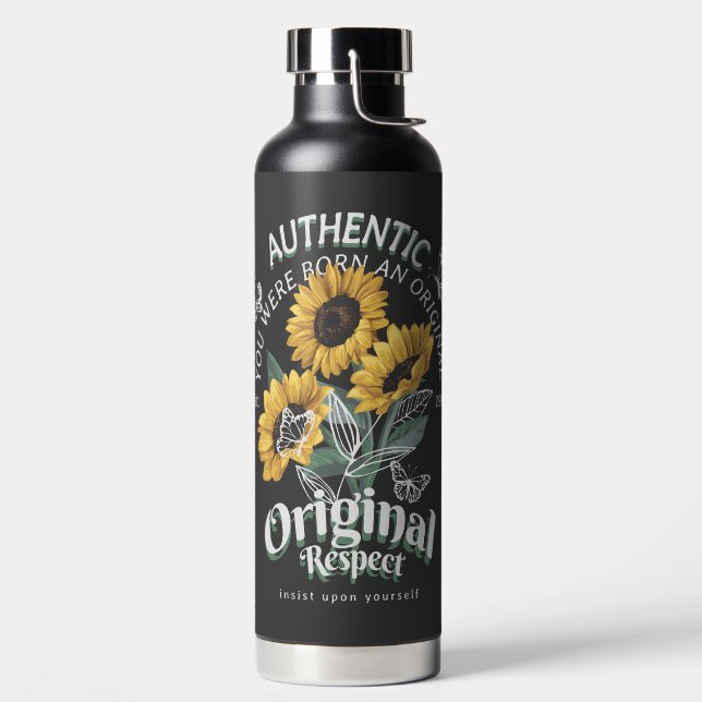 Sunflowers and Butterflies Graphic Water Bottle (Left)