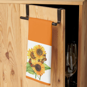 Sunflowers and butterflies kitchen towel