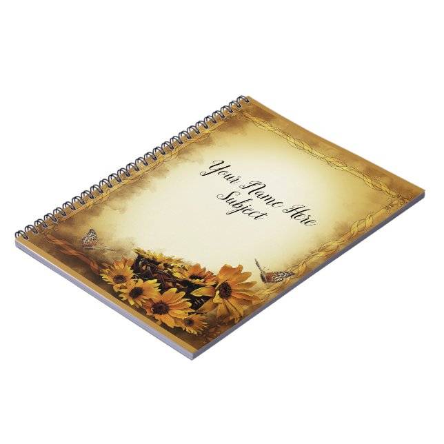 Sunflowers and Butterflies Notebook (Left Side)