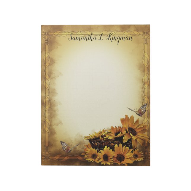 Sunflowers and Butterflies Notepad (Rotated)