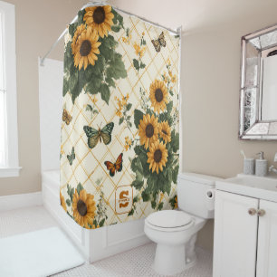 Sunflowers and Butterflies on Light Yellow