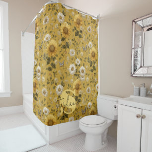 Sunflowers and Butterflies on Yellow Background 1