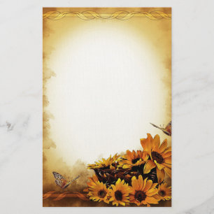 Sunflowers and Butterflies Stationery