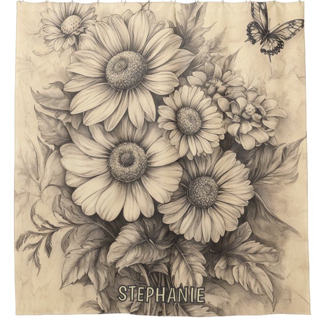 Sunflowers and Butterfly - Rustic Aged Paper (Front)
