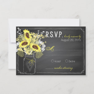 Sunflowers and Chalkboard RSVP Card