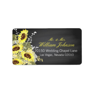 Sunflowers and Chalkboard Wedding Label