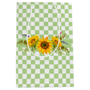 Sunflowers and Chequerboard  Medium Gift Bag