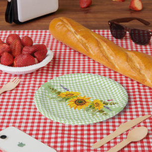 Sunflowers and Chequerboard  Paper Plate