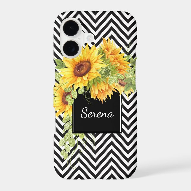 Sunflowers and Chevron Stripes Pattern with Name (Back)