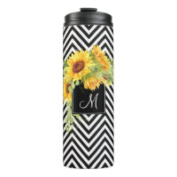 Sunflowers and Chevrons with Any Monogram