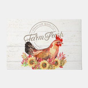Sunflowers and chicken farm fresh doormat