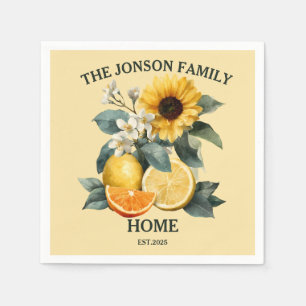 Sunflowers and Citrus Family Design Napkin