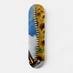 Sunflowers and Clouds with Zipper Skateboard
