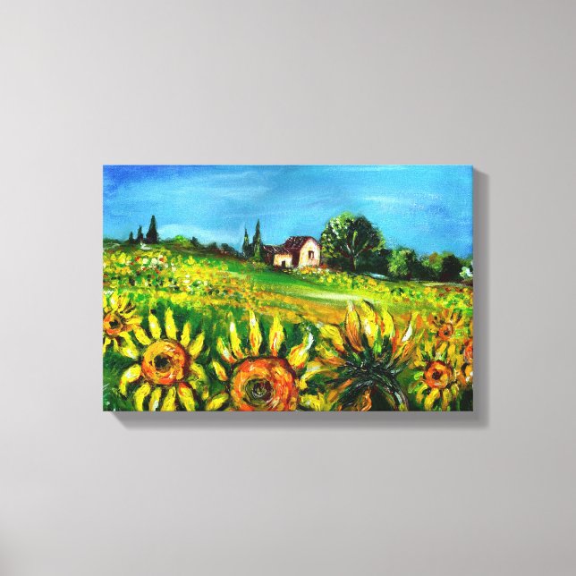 SUNFLOWERS AND COUNTRYSIDE IN TUSCANY CANVAS PRINT (Front)