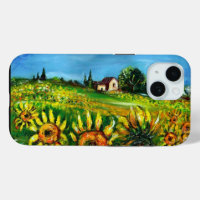 SUNFLOWERS AND COUNTRYSIDE IN TUSCANY