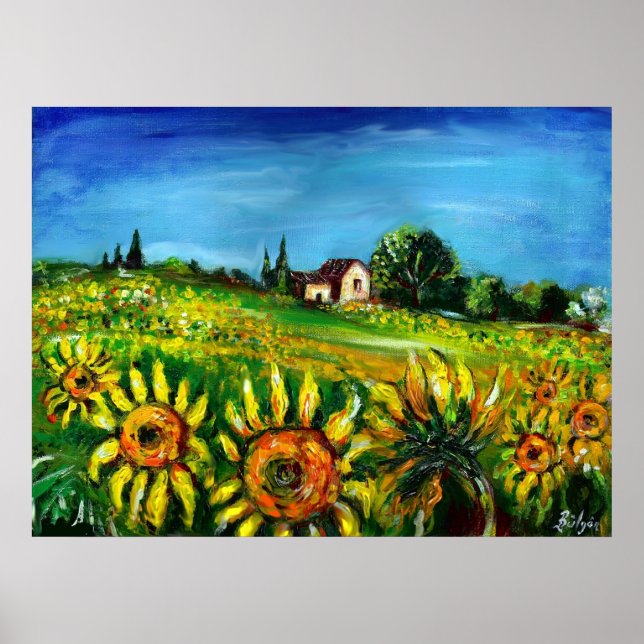 SUNFLOWERS AND COUNTRYSIDE IN TUSCANY,colossal Poster (Front)