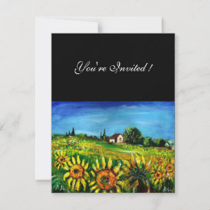 SUNFLOWERS AND COUNTRYSIDE IN TUSCANY, INVITATION
