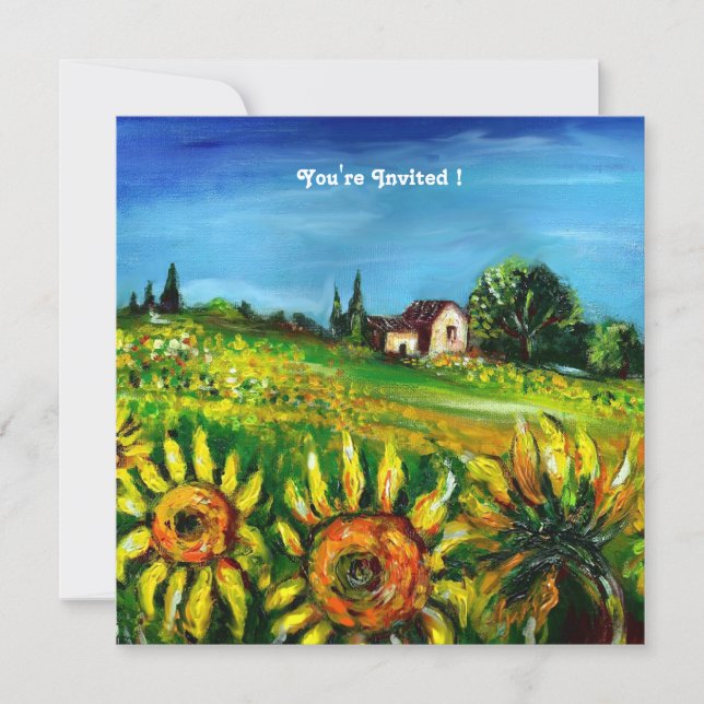 SUNFLOWERS AND COUNTRYSIDE IN TUSCANY, INVITATION (Front)