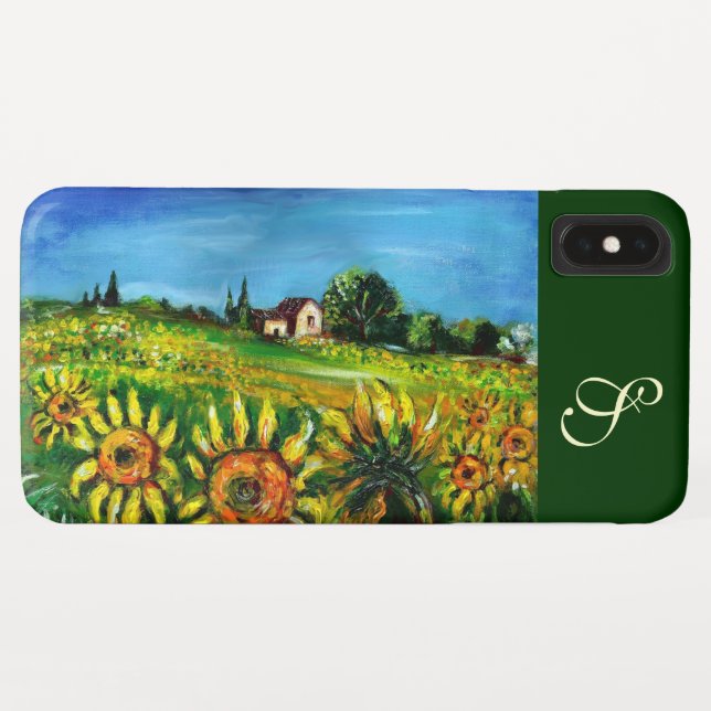 SUNFLOWERS AND COUNTRYSIDE IN TUSCANY MONOGRAM Case-Mate iPhone CASE (Back (Horizontal))