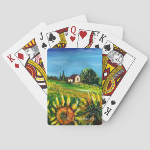 SUNFLOWERS AND COUNTRYSIDE IN TUSCANY  PLAYING CARDS