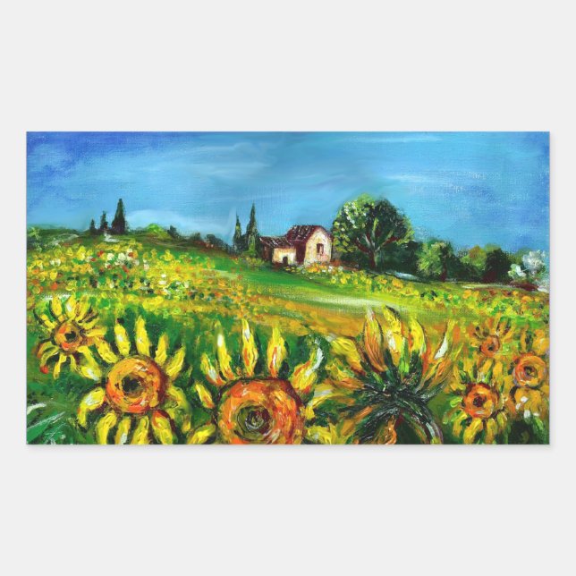 SUNFLOWERS AND COUNTRYSIDE IN TUSCANY STICKER (Front)