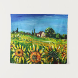 SUNFLOWERS AND COUNTRYSIDE IN TUSCANY TAPESTRY