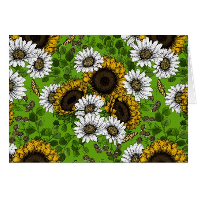 Sunflowers and daisies, summer garden (Front Horizontal)
