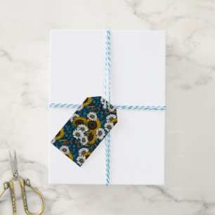 Sunflowers and daisies, summer garden 2 gift tags
