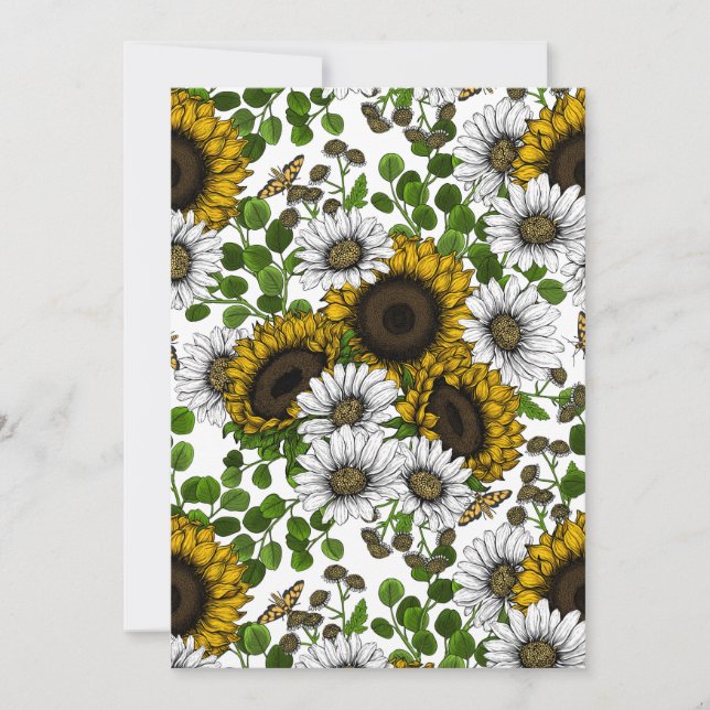 Sunflowers and daisies, summer garden 3 (Front)