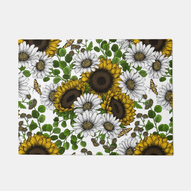 Sunflowers and daisies, summer garden 3 doormat (Front)