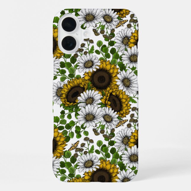 Sunflowers and daisies, summer garden 3 iPhone case (Back)
