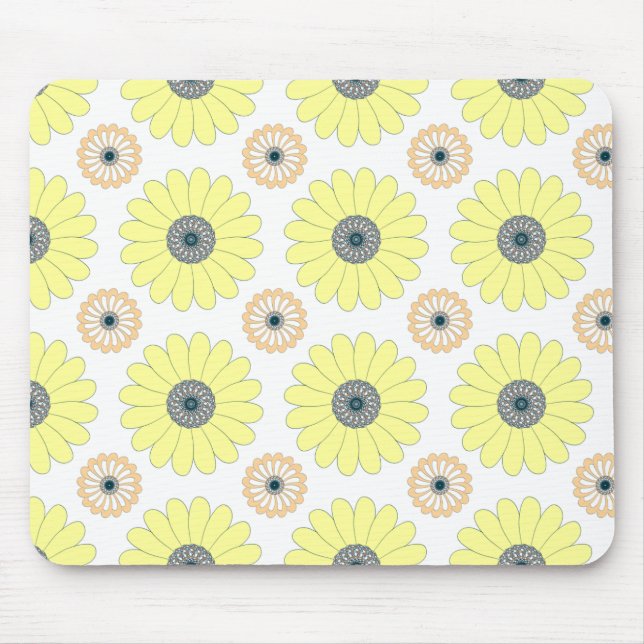Sunflowers and daisy seamless floral pattern mouse pad (Front)