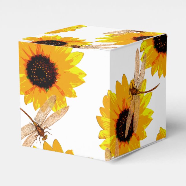 Sunflowers And Dragonflies,   Favor Box (Front Side)