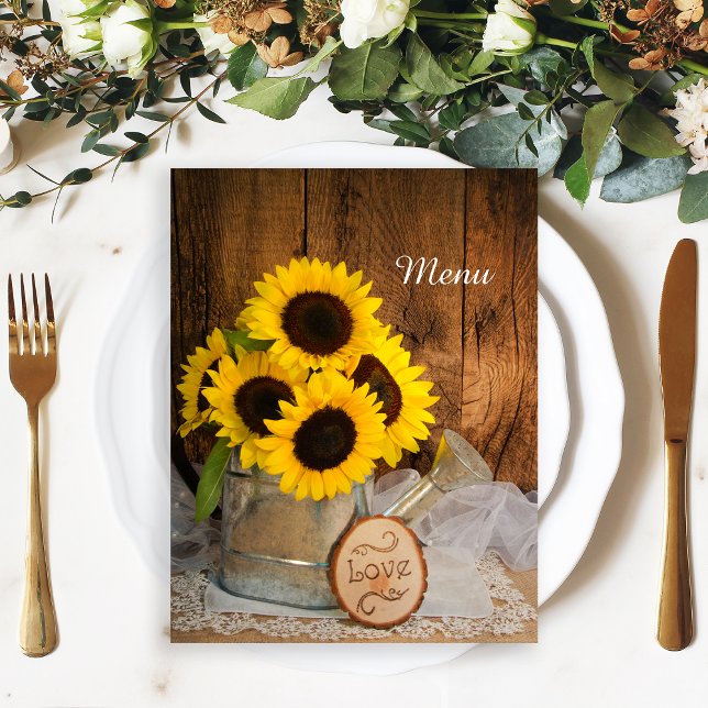 Sunflowers and Garden Waters Can Menu Mariage (Créateur téléchargé)
