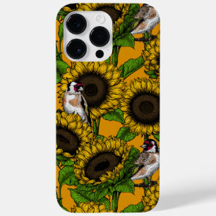 Sunflowers and goldfinches on orange Case-Mate iPhone 14 pro max case