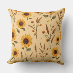 Sunflowers and Grasses,  Author Natasha Us   Throw Pillow