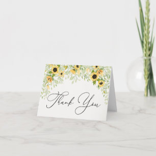Sunflowers and Greenery Merci Carte de note
