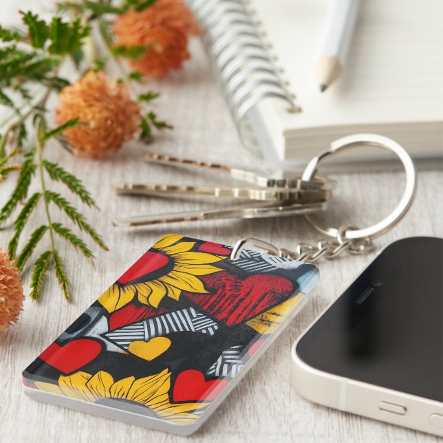 sunflowers and hearts keychain (Front Right)