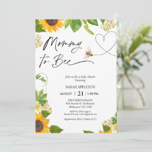 Sunflowers And Hearts Mommy To Bee Baby Shower Invitation