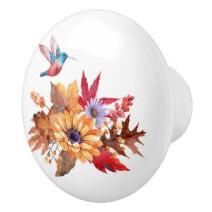 Sunflowers and Humming Bird  Ceramic Knob