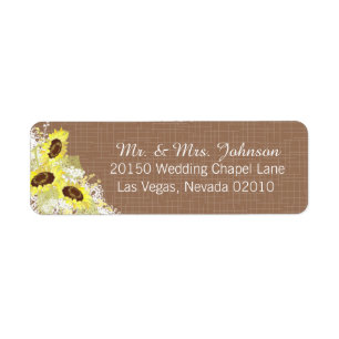 Sunflowers and Lace Rustic Wedding Label