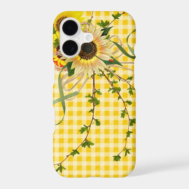 sunflowers and ladybug on gingham (Back)